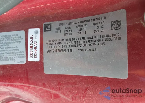 2014 Chevrolet Camaro Zl1 z USA, uszkodzony, nr VIN 2G1FZ1EP0E9800640